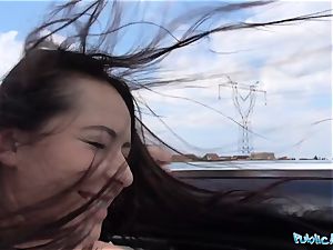PublicAgent torrid ebony haired Russian screwed on a car