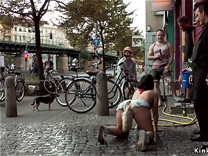 huge-boobed european babe caboose plugged in public